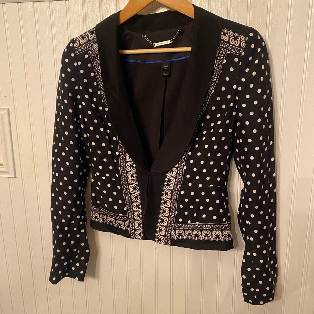 White House Black Market Black and White Polka Dot Blazer